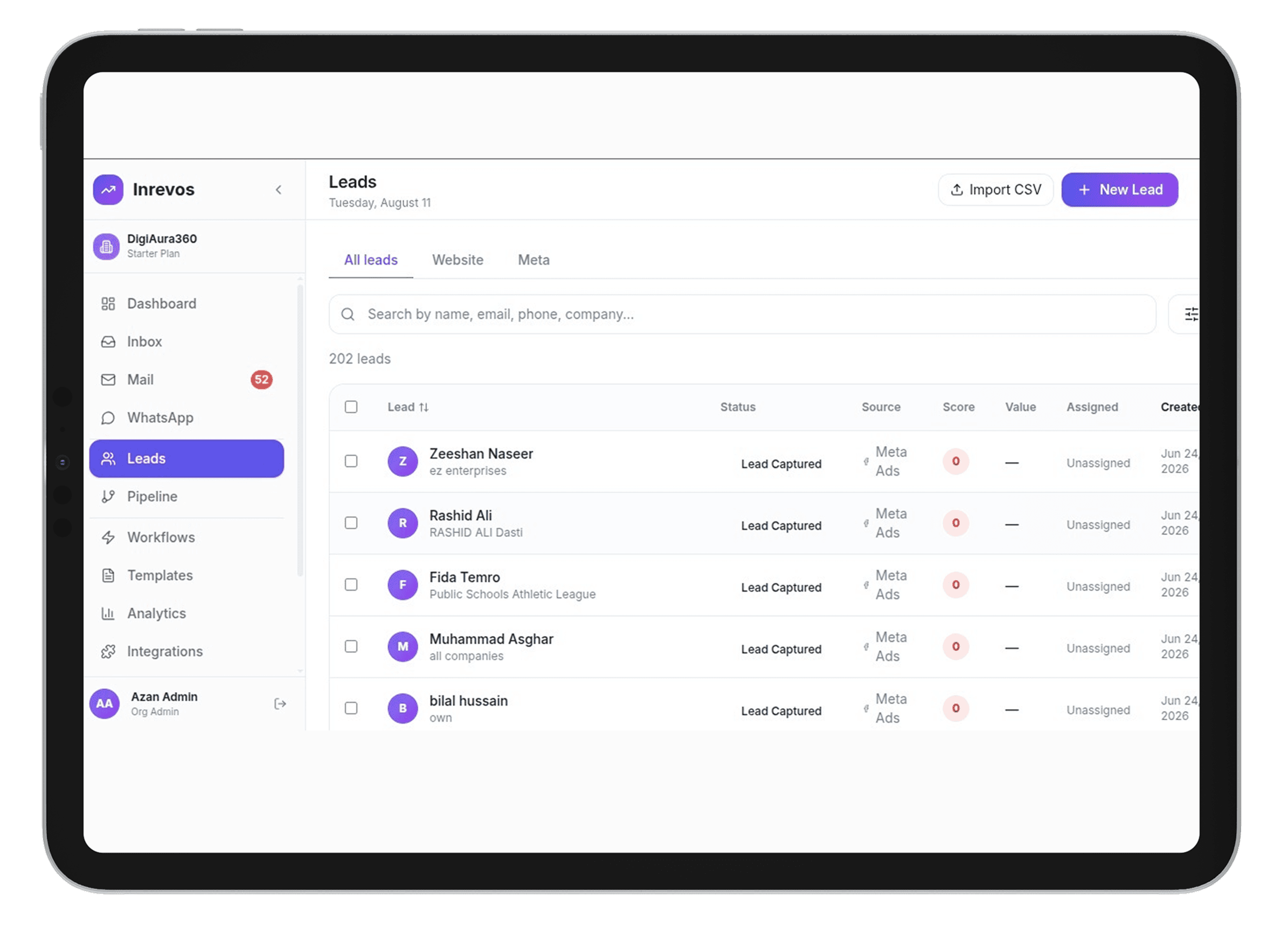 Lead management in Inrevos